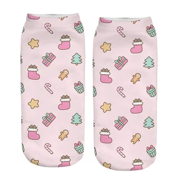 

Women Christmas Socks Cute Funny Socks 3D Print Cartoon Santa Sugar Casual Daily Socks sokken новогодние носки носки теплые #L