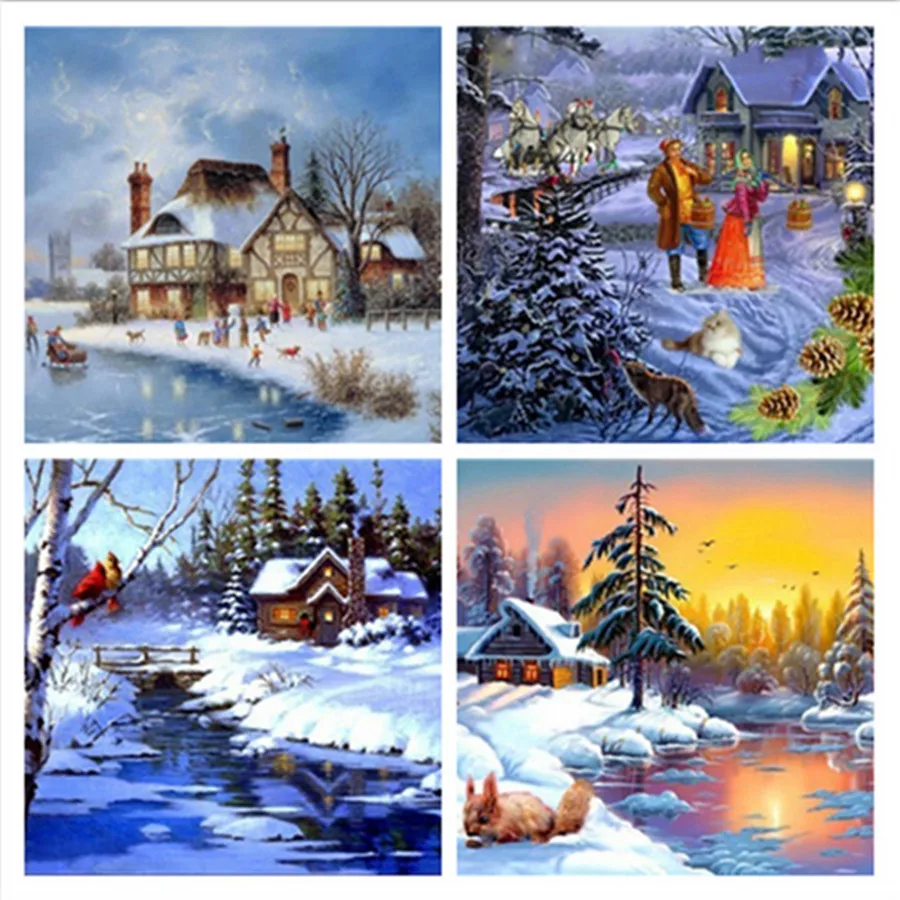 

Diamond Embroidery Landscape Winter Snow Diamond Painting Scenery Picture Diamond Cross stitch Home Decoration