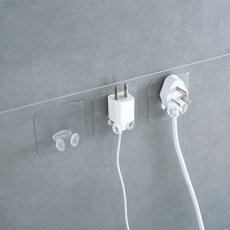 

Plug Adhesive Wall Hanging Hooks Sucker Traceless Plastic Hanger Suction Cup Electric Wire Key Hook Holder For Kitchen Bathroom