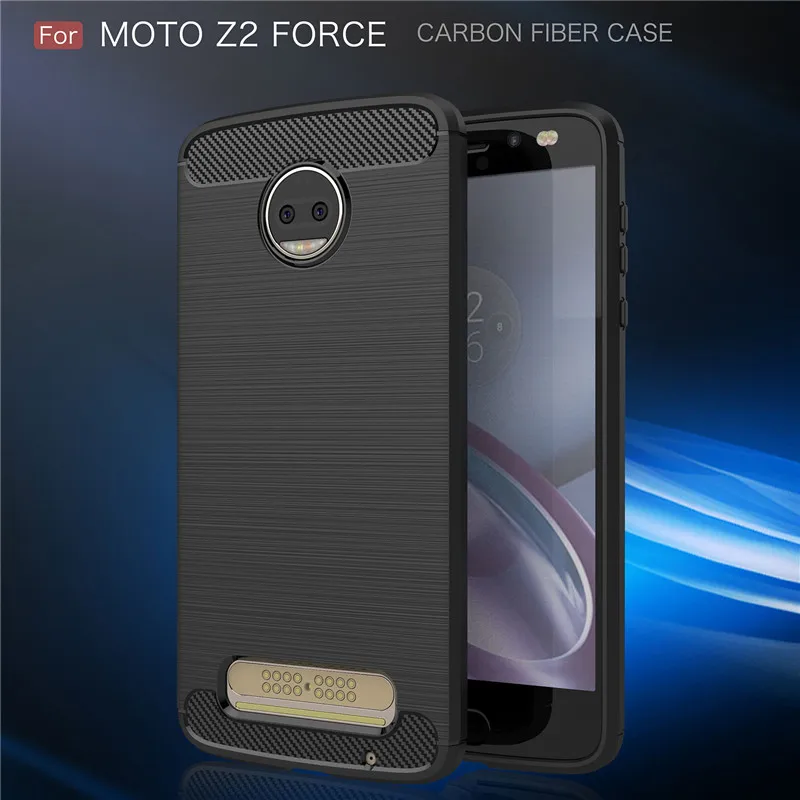 Для Moto Z2 Force чехол для Motorola Z 2 ZForce противоударный силикон из углеродного волокна