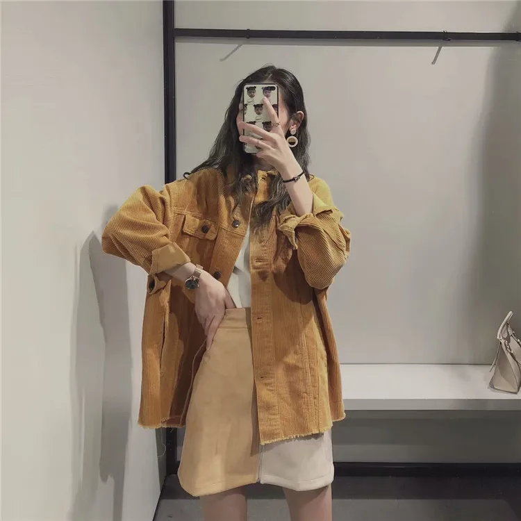 

Z2019 Europe And America Spring New Style WOMEN'S Dress Loose-Fit Corduroy Jacket 8372/024 8372024