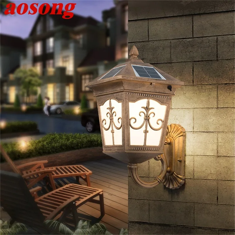 aosong modern outdoor wall lamps european style creative balcony decorative for living corridor bed room hotel AOSONG Outdoor Wall Led Light Solar Patio Modern Sconce LED Waterproof Lighting For Porch Balcony Courtyard Villa