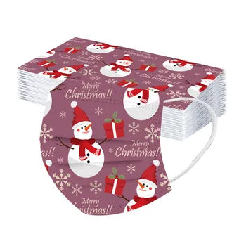 

50PC Disposable Unisex Printed Christmas Soft Masks For Adults 3-Layer Non-woven Mouth Masks Earloop Protection Masks Mondkapjes