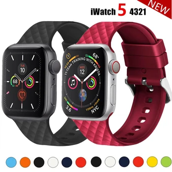 

Silicone Strap for Apple watch 5 band 44mm 40mm iwatch band 38mm 42mm Rhombic pattern watchband bracelet Apple watch 4 3 2 1 38