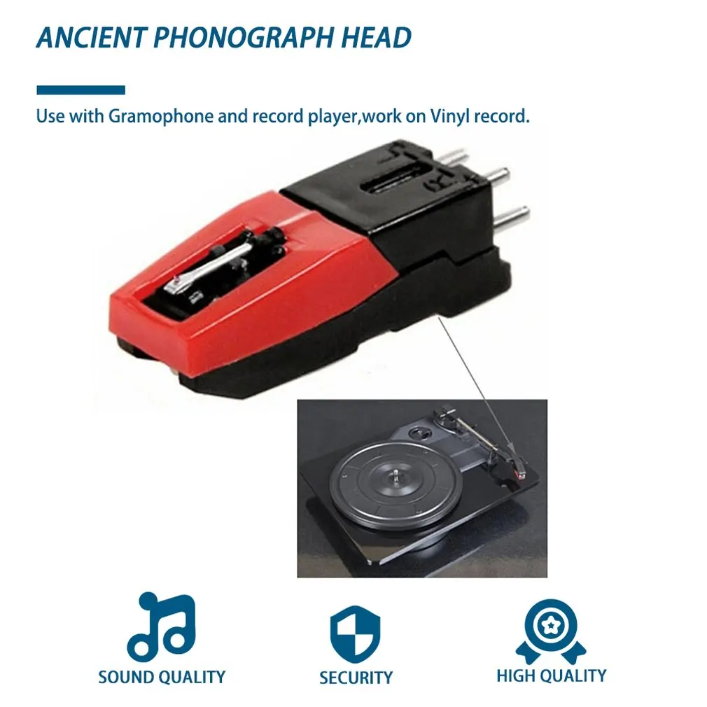 Новейший проигрыватель Phono картридж с сменным стилусом черный и красный для виниловых проигрывателей экономичный и прочный