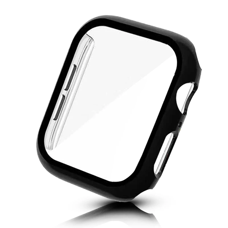3D пленка из закаленного стекла с чехол для Apple Watch Series 5 4 Защитная крышка для экрана 40 мм 44 мм оболочка для iWatch бампер аксессуары