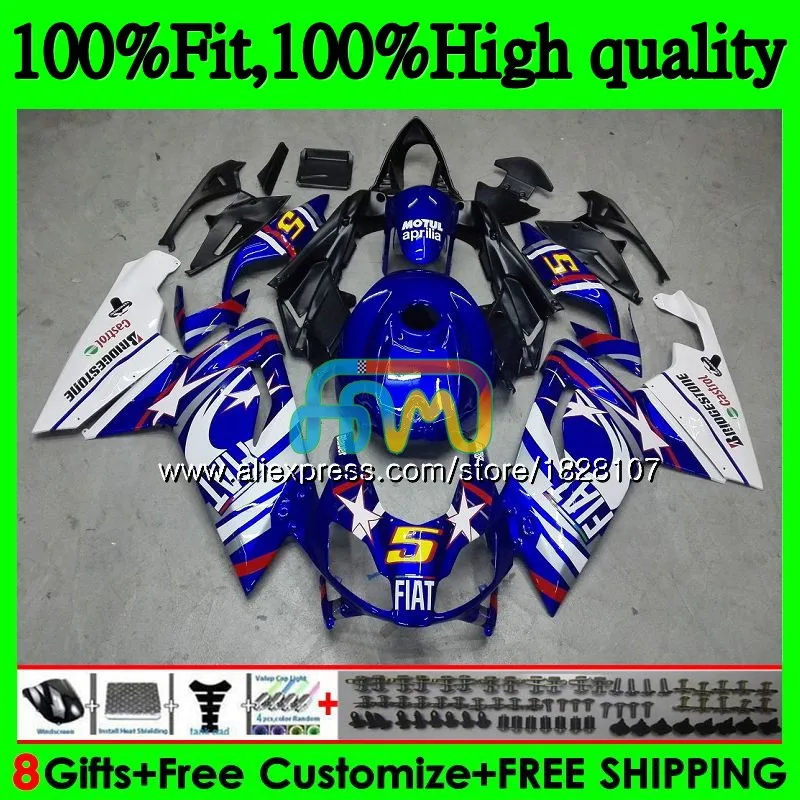 Инъекции для Aprilia RS-125 RS125 06 07 08 09 10 11 61BS. 18 RS4 RSV125 RS 125 2006 2007 синий белый 2008 2009 2010 2011 обтекатель - Цвет: No. 1