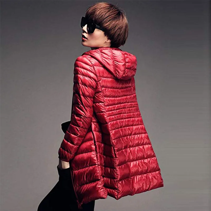 Wipalo, новинка, осенне-зимняя женская куртка на утином пуху, тонкая парка, Женское пальто, длинное пальто с капюшоном размера плюс, ультра светильник, верхняя одежда S~ 7XL