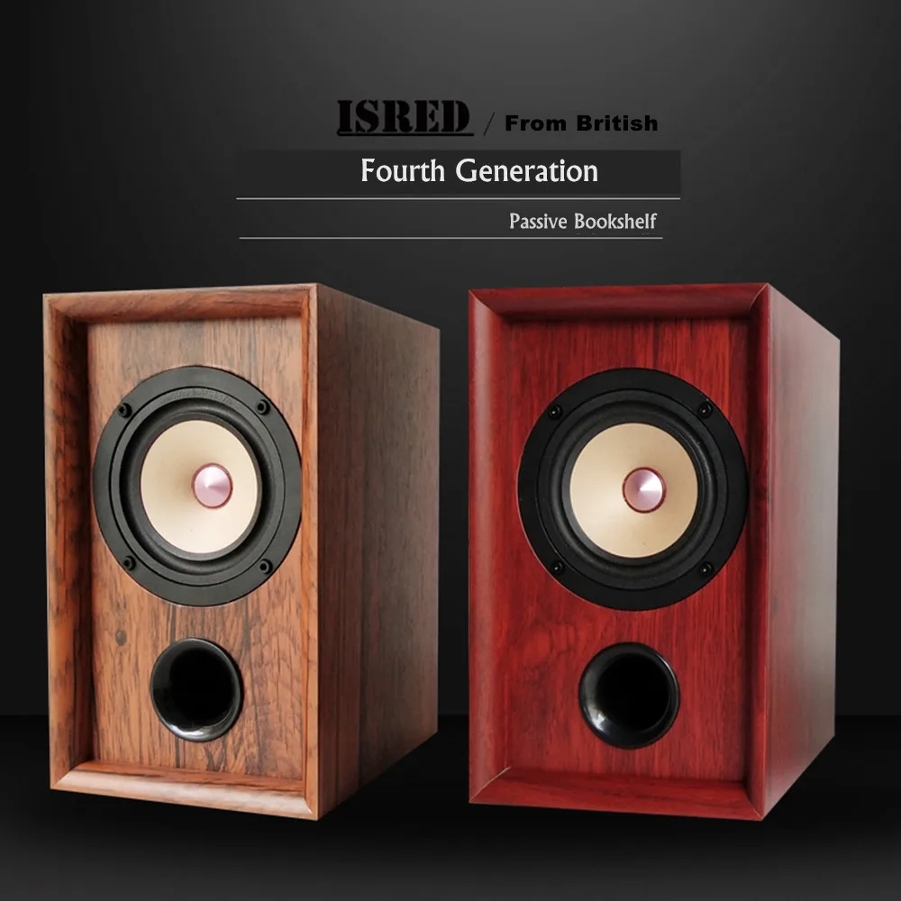Uk Isred 4 ‘’ Inch Full Range Retro Bookshelf Wood Passive Speaker For
