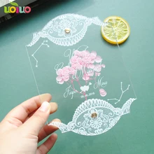 Двусторонняя печать на заказ прозрачный акриловый розовый цветок карты с клеем индивидуальные украшения на день рождения подарок для детской комнаты DIY