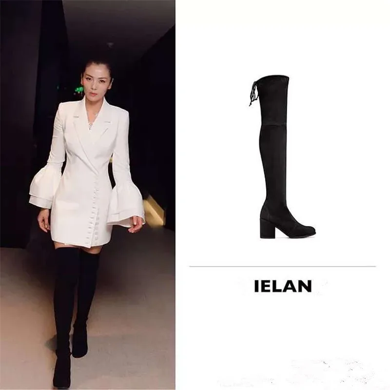 

2019 High With Overknee Boots Elastic Thick Boots With Woman Boots