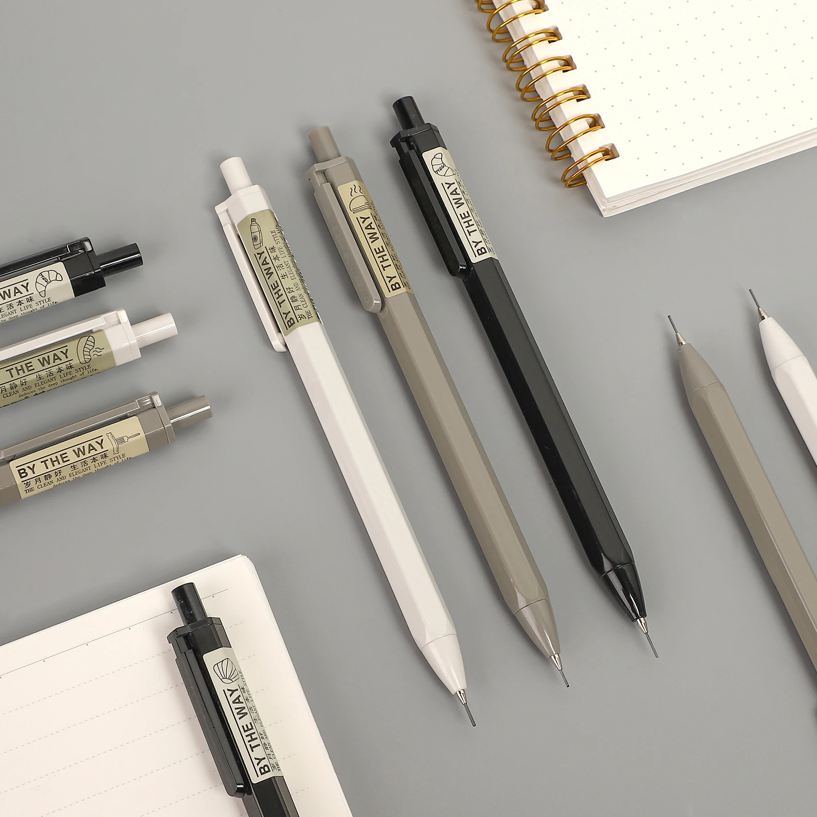 Mechanical Pencils 3 Pcs 0.5/0.7mm Simple Plastic Drawing Propelling Automatic For Student Office