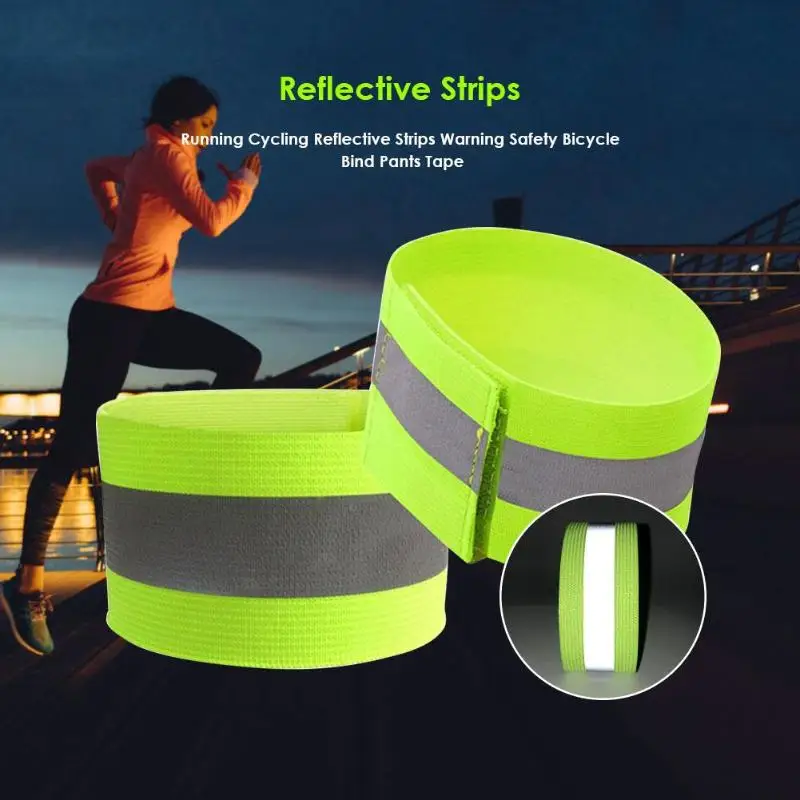 Running Cycling Reflective Strips Warning Bike Safety Bicycle Bind Pants Hand Leg Strap Tape | Спорт и развлечения