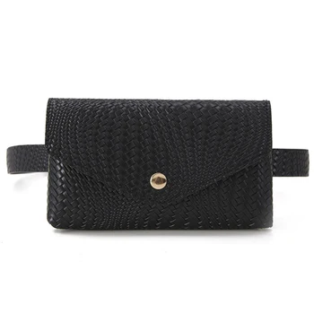 

Fashion Women Waist Bag Solid Belt Phone Bags Pu Leather Fanny Pack Ladies Cover Flap Travel Female Money Bags Black Chest Packs