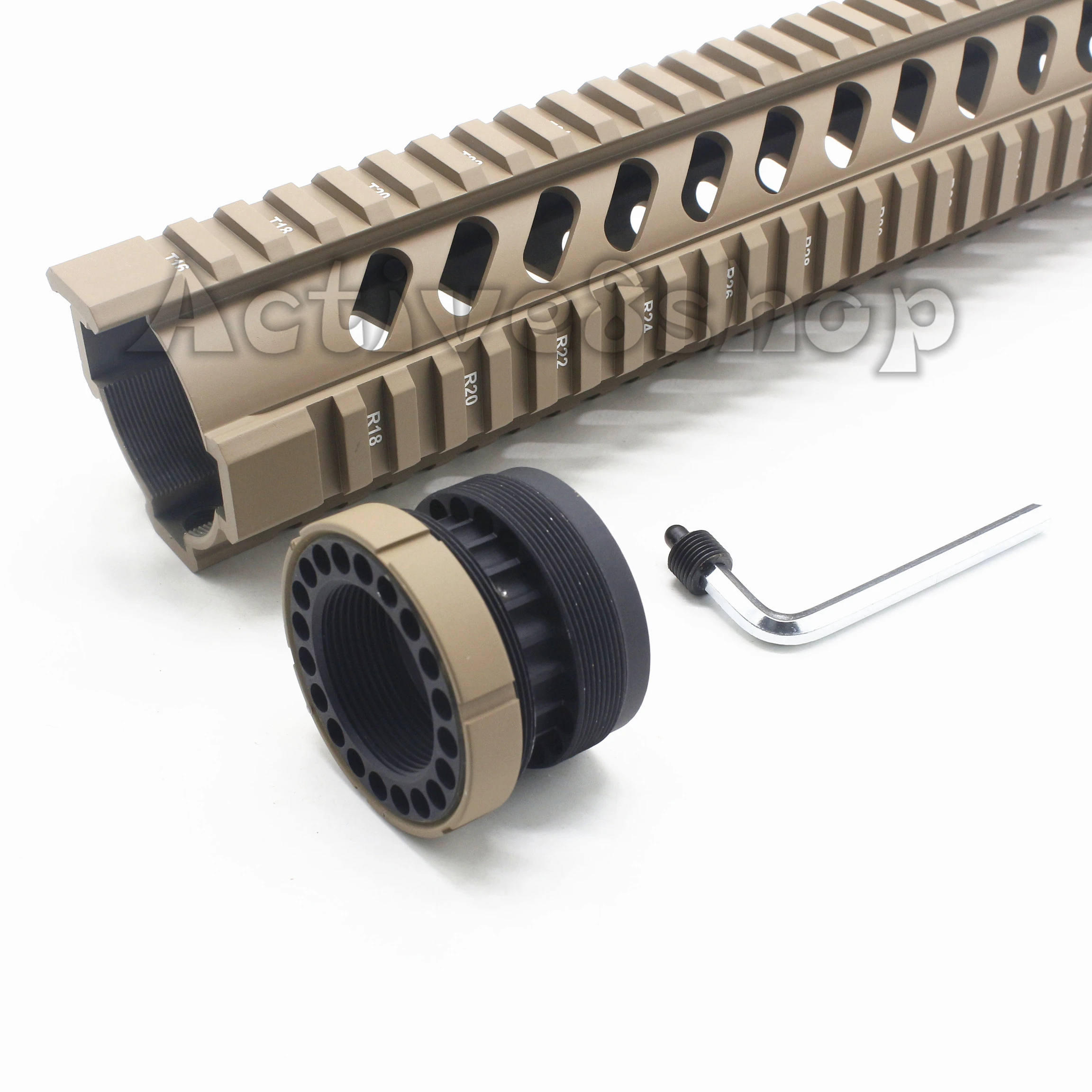 Светло-коричневый 7/10/12/15 ''дюйма свободном Handguard Keymod с наклоном заколкой для отверстие Quad рейку AR. 223/5. 56 AR-15 M16 M4