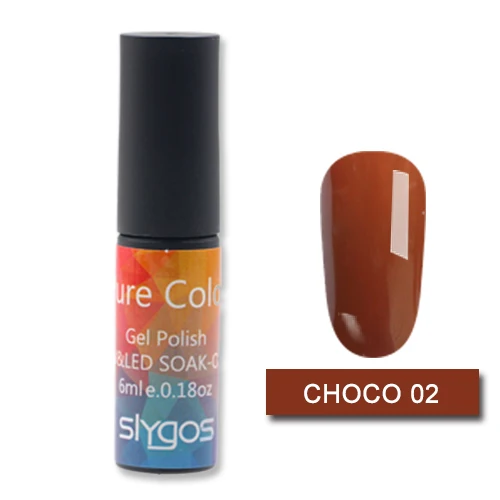 Choco 02 SLYGOS 6 мл шоколадный коричневый кофе карамель замочить от УФ/светодиодный гель лак для ногтей 6 Чистый Цвет гель лак для маникюра - Цвет: Choco 02
