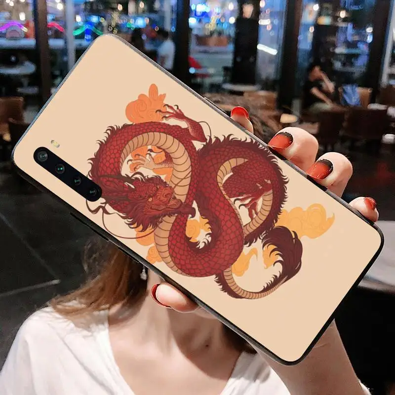 leather case for xiaomi Phong cách Trung Hoa Rồng Đen Ốp Lưng Điện Thoại dành cho Xiaomi Mi Note 10 Lite Mi 9T Pro Xiaomi 10 10 CC9 Pro 9SE xiaomi leather case cover Cases For Xiaomi