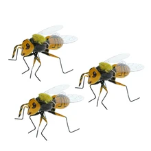 Набор из 3 реалистичных фигурок дикой пчелы с магнитом, Ландшафтные украшения для животных, глиняные поделки, украшения для сада и двора