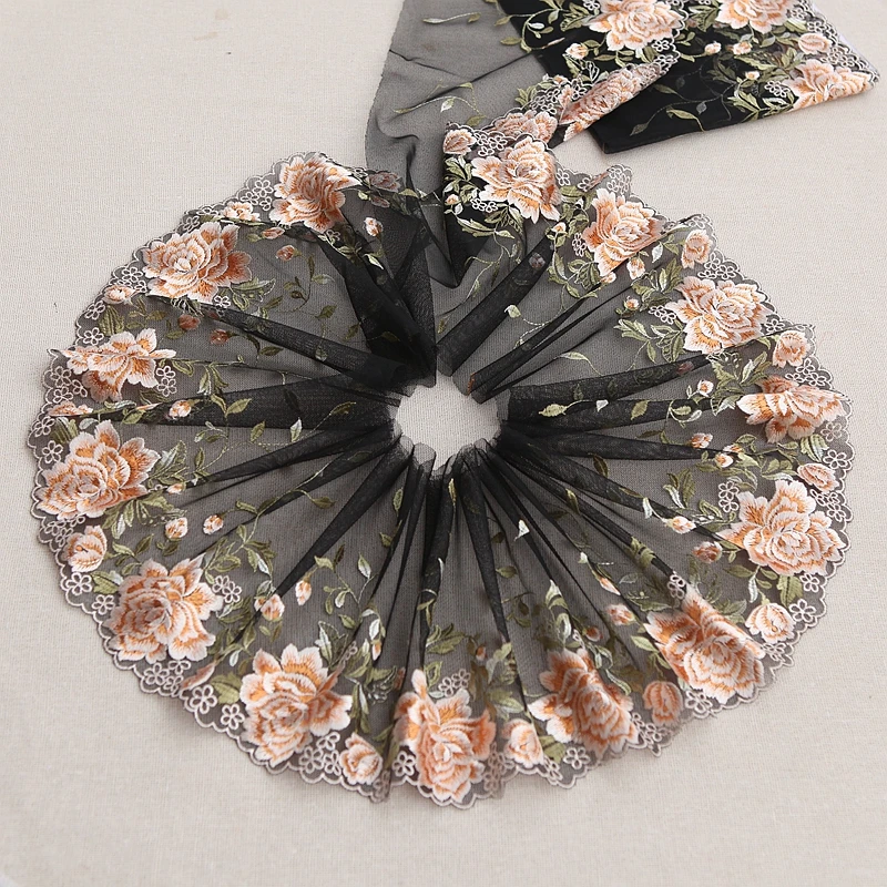2Yards/Lot High Quality Black Lace Trim Embroidery Fabric Mesh Ribbon Tulle Guipure Cord Sewing DIY Doll Cloth | Дом и сад