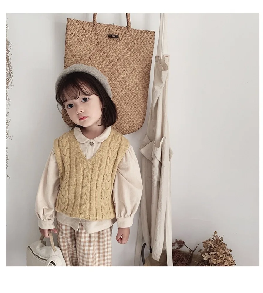 

baby girl sweater fall 2019 Korean version children's vest cardigan baby girl winter clothes cute children's wear Knitted Vest