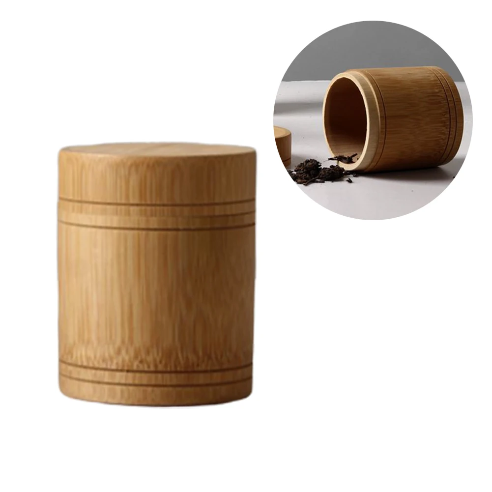 

Eco-friendly Jar Portable Tea Canister Lid Handmade Container Bamboo Storage Box Holder
