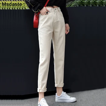 

Cargo Pants Jeans Woman 2019 Autumn Casual Loose High Waist Harem Pants Ankle-Length Pencil Trousers Cotton Women Denim Pants