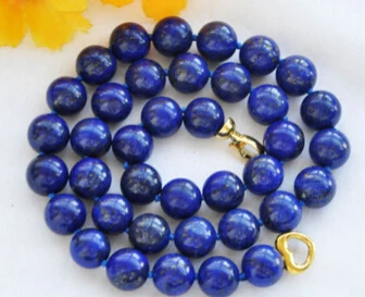 

Jewelr 004238 REAL 20" 12mm round blue lapis lazuli bead necklace