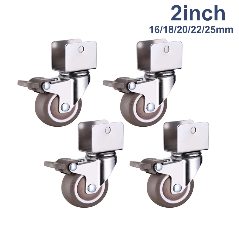 Caster Wheels Rubber Wheel 1/4PCS Furniture Swivel Casters Wheels Crib Rubber Rollers Wheel L-Bracket Caster With Brake No Noise For Crib Bookcase Cabinet BY ZHCH 