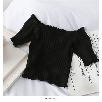

Spring 2020 women's T-shirt twill collar knitted T-shirt cotton ladies fashion solid color short sleeve tight T-shirt women