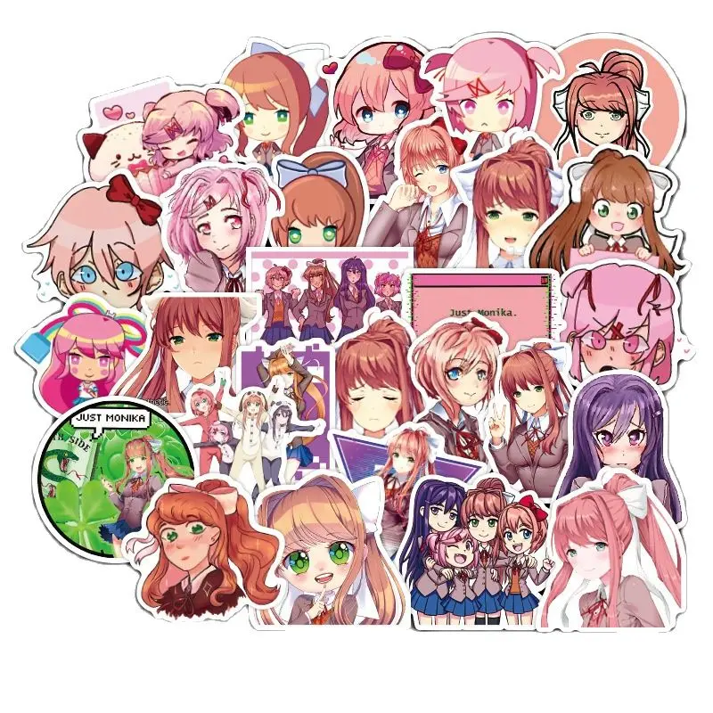 50pcs Heart Beating Literature Department Monica Japanese Anime Graffiti Stickers Suitcase Car Waterproof Diy Cartoon | Игрушки и хобби