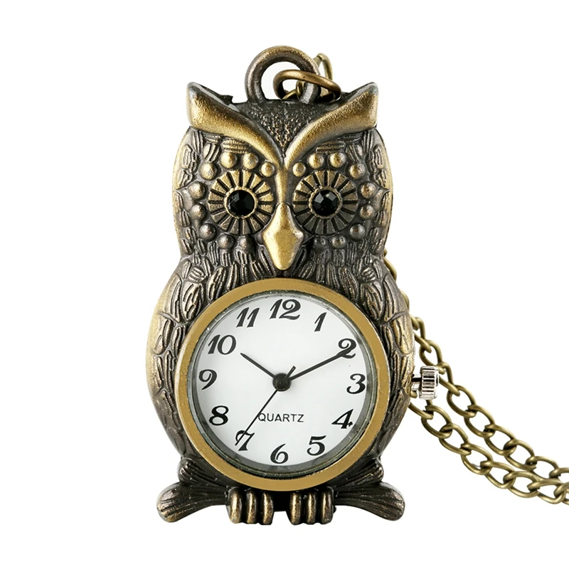 

Little Cute Chic Owl Quartz Pocket Watch Thin Chain Pendant Watch Concise Arabic numerals Dial Pocket Watches for Male Female