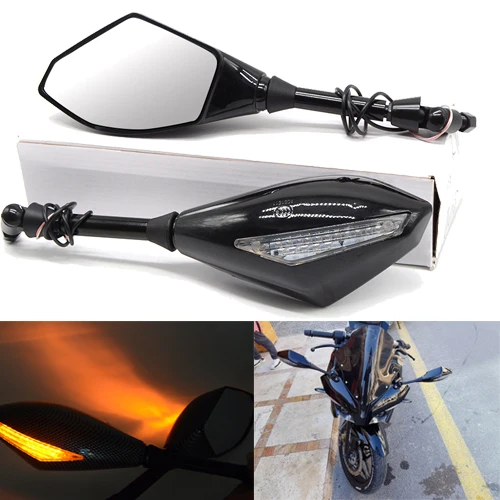 

Motorcycle Rearview Mirror LED Turn Signals racing bike Integrated Mirrors For Honda CB 1000 R CBR 600 RR Hornet 600 KTM BMW