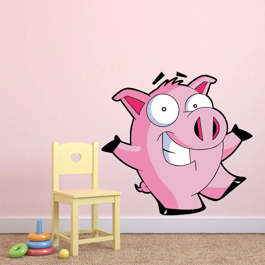 Funny Pig kangaroo Cat Horse Wall Stickers Art Creative Animals Decals for Kids Nursery Room Bedroom Door Home Mural Decoration (2)