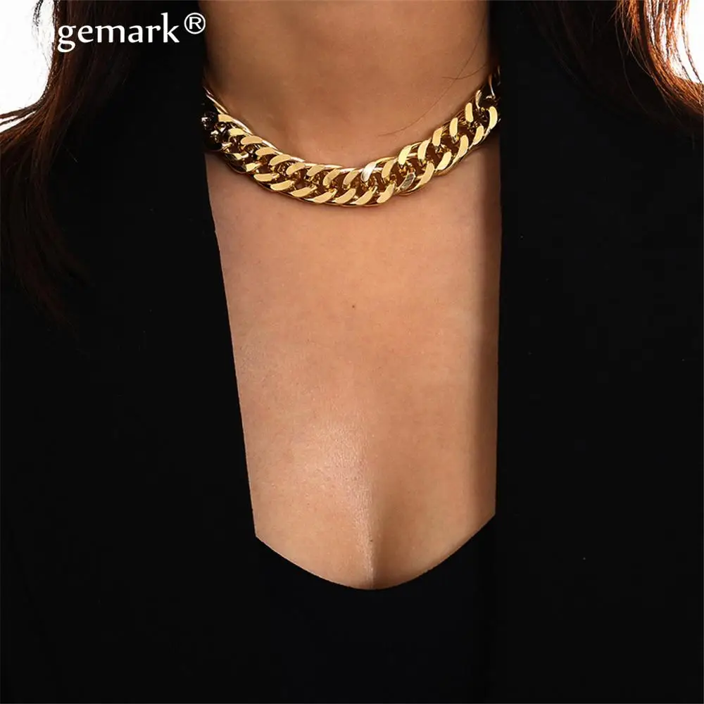 Преувеличенное панк толстое ожерелье-чокер в виде змеиной цепи, мужские ювелирные изделия в стиле хип-хоп, большое короткое ожерелье для женщин и девушек