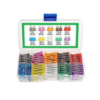 

100PCS Car Fuses with Box Clip Assortment Auto Blade Type Fuse Set 2A 3A 5A 7.5A 10A 15A 20A 25A 30A 35A Amp