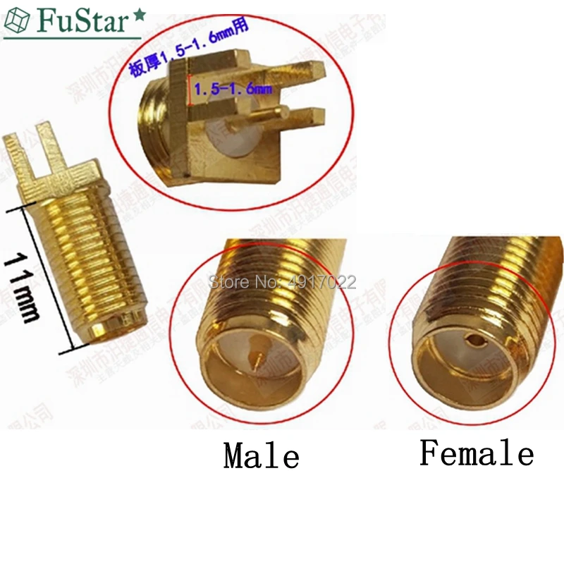

10PCS SMA Female Or RP-SMA Female ( Male pin ) RF Connector Nut Solder PCB Clip Edge Mount 1.6mm Spacing 11cm Hot New SMA-KHD