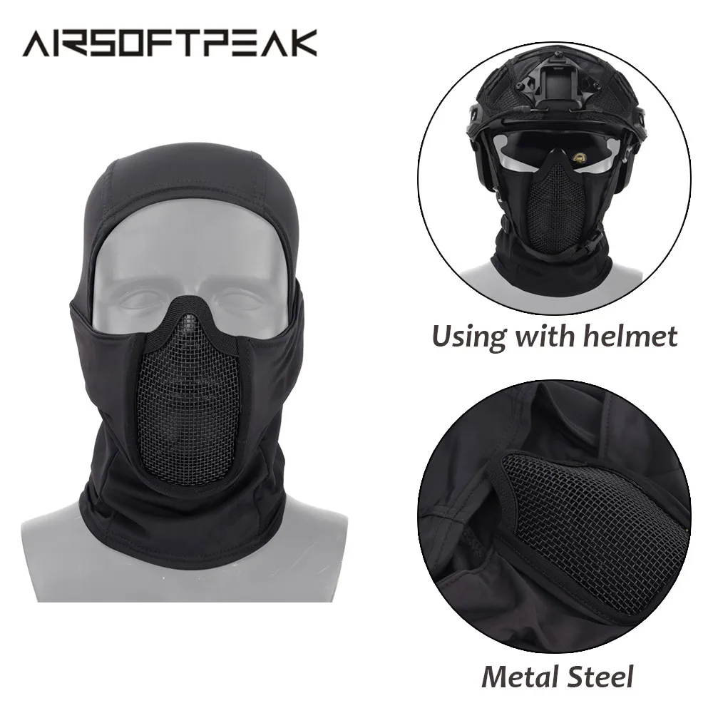 

Airsoft Full Face Mask Hunting Protection Headgear Mask Tactical Combat Balaclava Mesh Mask Paintball Steel Military Accessories