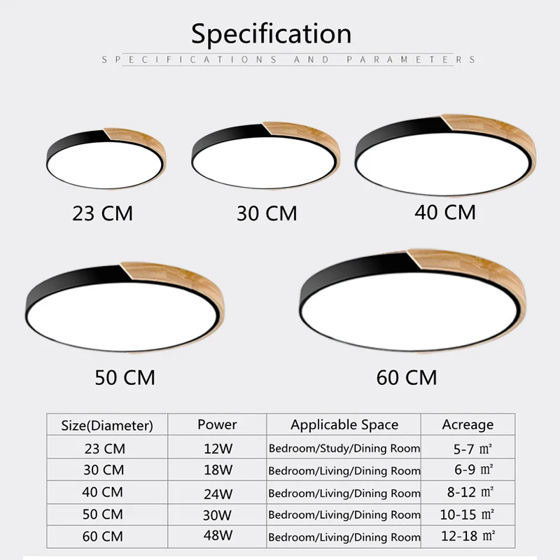 Modern LED Ceiling Light Ultra Thin Wooden Ceiling Lamp Living Room Lighting Kitchen Corridor Balcony Light with Remote Control