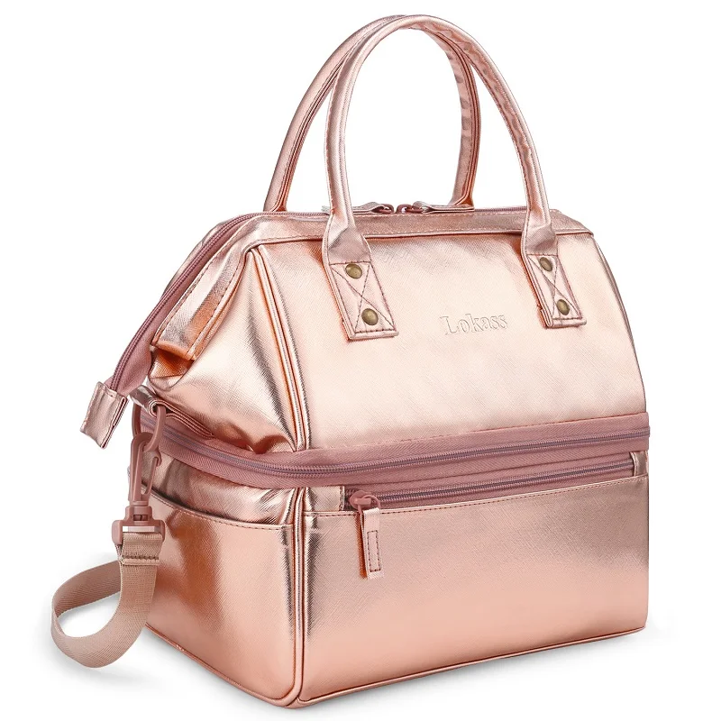 Rose Gold PU Сумка-холодильник с принтом розы, портативная упаковка еды для пикника и льда, термо-сумка для автомобиля, сумка на плечо для холодильника koeltas - Цвет: Rose Gold PU