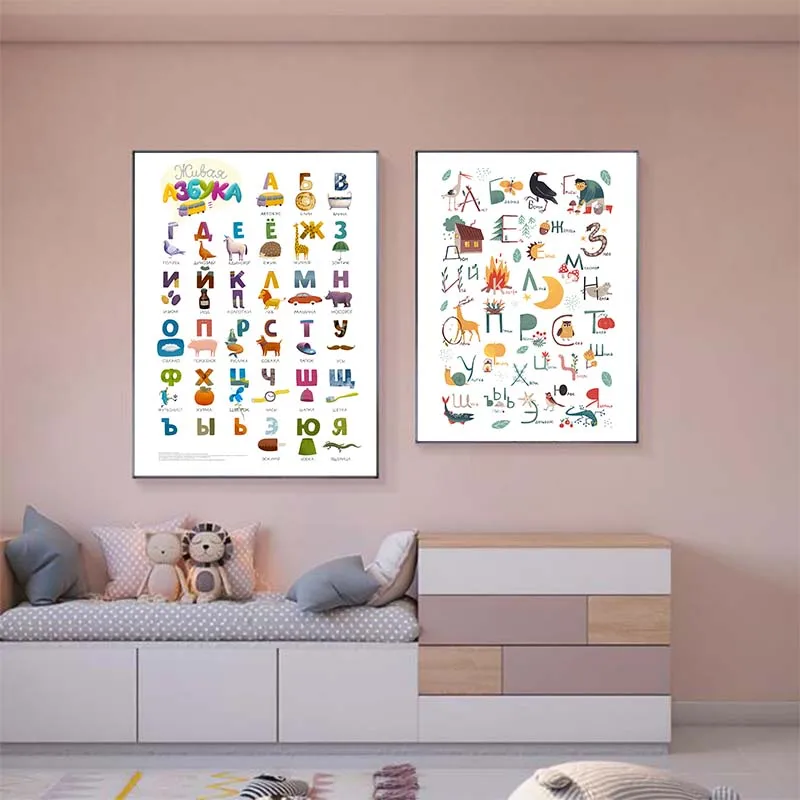 Russian-ABC-Alphabet-Wall-Art-Poster-Baby-Nursery-Animals-Letter-Canvas-Painting-Language-Educational-Picture-Kids (3)