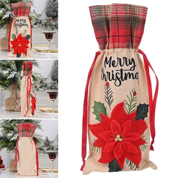 

Christmas Wine Bottle Covers Bag Linen Christmas Decorations For Home 2020 Christmas Table Decor Drop Shipping