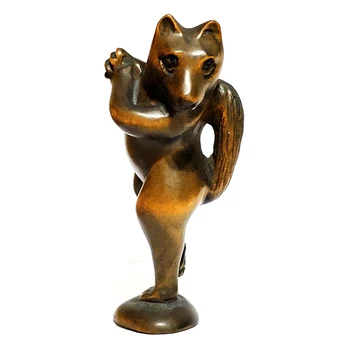 

Y7050 - 2" Hand Carved Boxwood Netsuke Carving Figurine: Miss Fox Collectible