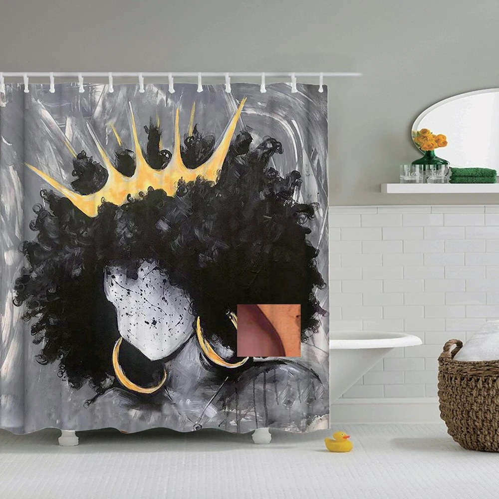 Crown Shower Curtain 180x200cm African American Style Print Waterproof Polyester Shower Curtain With 12 Hooks For Bathroom Decor Shower Curtains Aliexpress