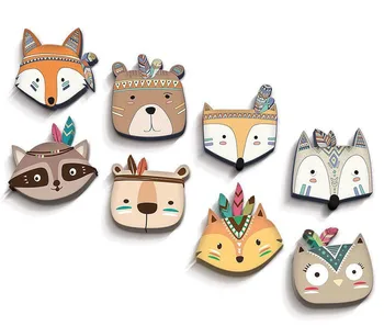 

Nursery Children Room Wall Sticker Tribal Indian Cartoon Cute Fox Bear Cat Wall Prints For Kids Baby Room Poster Decoration Idea