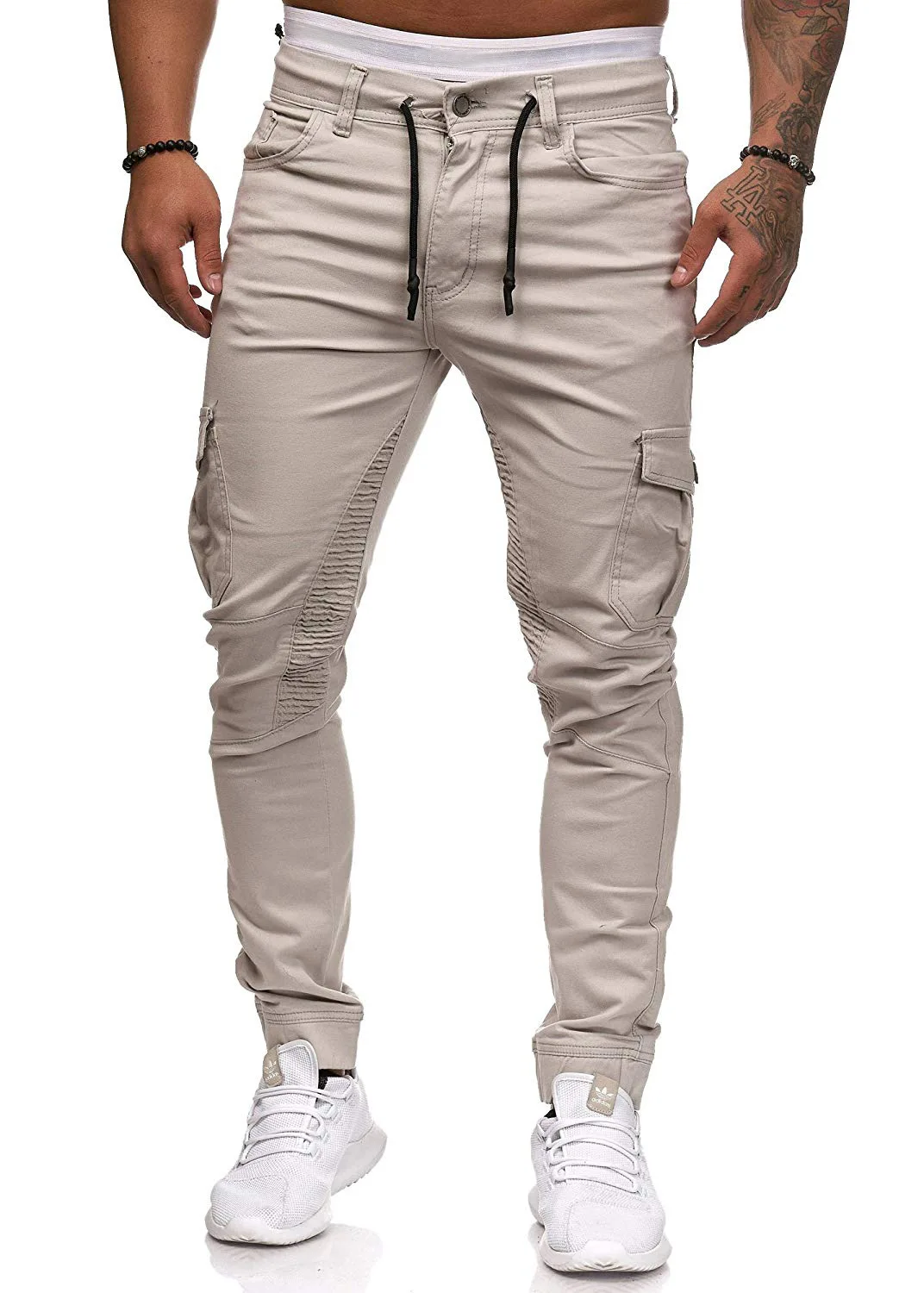 Новые мужские брюки с несколькими карманами, тренировочные штаны с резинкой в талии, мужские брюки в стиле хип-хоп, мужские повседневные однотонные уличные штаны для бега