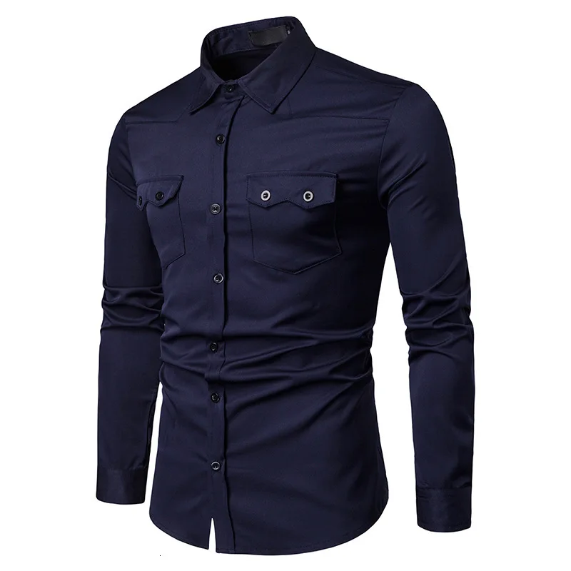 9 модный бренд Camisa Masculina рубашка с длинными рукавами Мужская однотонная приталенная дизайнерская официальная повседневная мужская рубашка Размер M-4XL