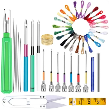 

Nonvor DIY Punch Needle Tool Kit Embroidery ThreadPunch Needles Yarn Scissors Threader for Sewing Cross Stitching