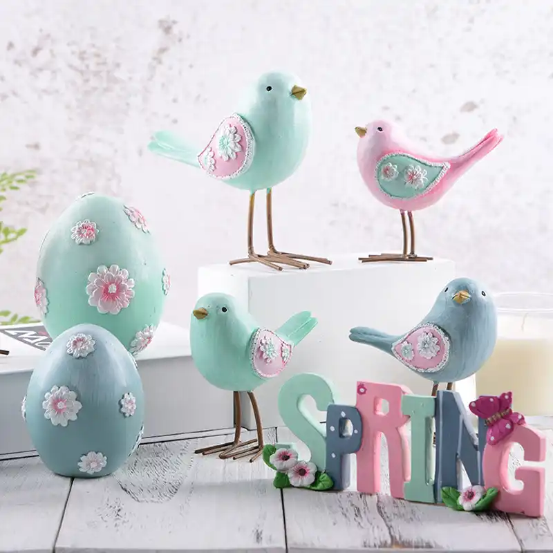 Nordic decoração do quarto resina pássaros ornamento resina colorido aves estatueta decoração para casa decoração da sala de estar nordic decoração para casa