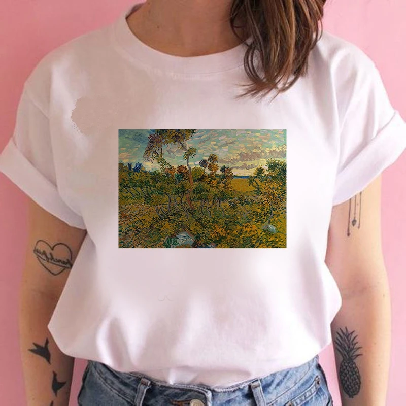 2020 Fashion Women Harajuku Van Gogh's paintings Printed T Shirt Casual Short Sleeve Women's T-shirt Soft Female T shirt