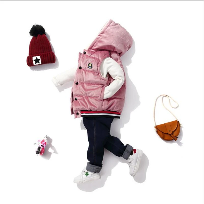 Детский жилет Детская верхняя одежда зимние пальто Детская одежда теплые бейсбольные куртки с капюшоном жилет для девочек и мальчиков От 5 до 14 лет